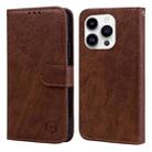 For iPhone 14 Pro Skin Feeling Oil Leather Texture PU + TPU Phone Case(Brown) - 1