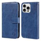 For iPhone 16 Pro Max Skin Feeling Oil Leather Texture PU + TPU Phone Case(Dark Blue) - 1