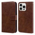 For iPhone 16 Pro Max Skin Feeling Oil Leather Texture PU + TPU Phone Case(Brown) - 1