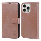 For iPhone 16 Pro Max Skin Feeling Oil Leather Texture PU + TPU Phone Case(Champagne) - 1