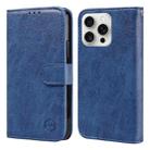 For iPhone 16 Pro Skin Feeling Oil Leather Texture PU + TPU Phone Case(Dark Blue) - 1