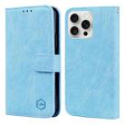 For iPhone 16 Pro Skin Feeling Oil Leather Texture PU + TPU Phone Case(Light Blue) - 1