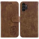 For Samsung Galaxy A13 4G Little Tiger Embossed Leather Phone Case(Brown) - 1