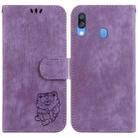 For Samsung Galaxy A40 Little Tiger Embossed Leather Phone Case(Purple) - 1