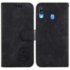 For Samsung Galaxy A40 Little Tiger Embossed Leather Phone Case(Black) - 1