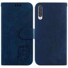 For Samsung Galaxy A50 / A30s Little Tiger Embossed Leather Phone Case(Dark Blue) - 1