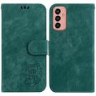For Samsung Galaxy M13 4G Little Tiger Embossed Leather Phone Case(Green) - 1