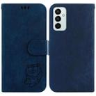 For Samsung Galaxy M23 / F23 Little Tiger Embossed Leather Phone Case(Dark Blue) - 1