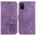 For Samsung Galaxy A41 Little Tiger Embossed Leather Phone Case(Purple) - 1