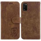 For Samsung Galaxy A41 Little Tiger Embossed Leather Phone Case(Brown) - 1