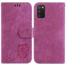 For Samsung Galaxy A02s EU 166.5mm Little Tiger Embossed Leather Phone Case(Rose Red) - 1