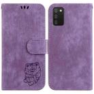 For Samsung Galaxy A03s US 164.2mm Little Tiger Embossed Leather Phone Case(Purple) - 1