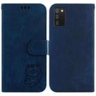 For Samsung Galaxy A03s US 164.2mm Little Tiger Embossed Leather Phone Case(Dark Blue) - 1