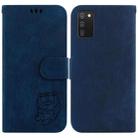 For Samsung Galaxy A03s EU 166.5mm Little Tiger Embossed Leather Phone Case(Dark Blue) - 1
