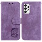 For Samsung Galaxy A23 Little Tiger Embossed Leather Phone Case(Purple) - 1