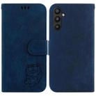 For Samsung Galaxy A34 5G Little Tiger Embossed Leather Phone Case(Dark Blue) - 1