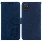For Samsung Galaxy A51 5G Little Tiger Embossed Leather Phone Case(Dark Blue) - 1