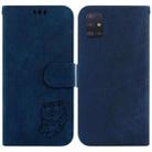 For Samsung Galaxy A71 5G Little Tiger Embossed Leather Phone Case(Dark Blue) - 1