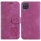 For Samsung Galaxy A12 Little Tiger Embossed Leather Phone Case(Rose Red) - 1