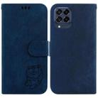 For Samsung Galaxy M33 5G Little Tiger Embossed Leather Phone Case(Dark Blue) - 1