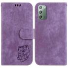 For Samsung Galaxy Note20 Little Tiger Embossed Leather Phone Case(Purple) - 1