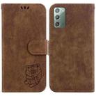 For Samsung Galaxy Note20 Little Tiger Embossed Leather Phone Case(Brown) - 1