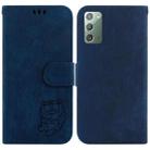 For Samsung Galaxy Note20 Little Tiger Embossed Leather Phone Case(Dark Blue) - 1