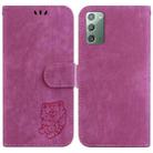 For Samsung Galaxy Note20 Little Tiger Embossed Leather Phone Case(Rose Red) - 1