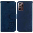 For Samsung Galaxy Note20 Ultra Little Tiger Embossed Leather Phone Case(Dark Blue) - 1