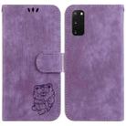 For Samsung Galaxy S20 Little Tiger Embossed Leather Phone Case(Purple) - 1