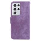 For Samsung Galaxy S21 Ultra 5G Little Tiger Embossed Leather Phone Case(Purple) - 3