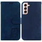 For Samsung Galaxy S22 5G Little Tiger Embossed Leather Phone Case(Dark Blue) - 1