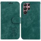 For Samsung Galaxy S22 Ultra 5G Little Tiger Embossed Leather Phone Case(Green) - 1