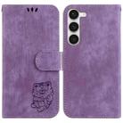 For Samsung Galaxy S23 5G Little Tiger Embossed Leather Phone Case(Purple) - 1