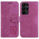 For Samsung Galaxy S23 Ultra 5G Little Tiger Embossed Leather Phone Case(Rose Red) - 1