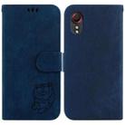 For Samsung Galaxy Xcover 5 Little Tiger Embossed Leather Phone Case(Dark Blue) - 1