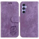 For Samsung Galaxy S23 FE 5G Little Tiger Embossed Leather Phone Case(Purple) - 1