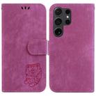 For Samsung Galaxy S24 Ultra 5G Little Tiger Embossed Leather Phone Case(Rose Red) - 1