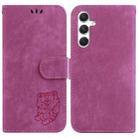 For Samsung Galaxy S24 5G Little Tiger Embossed Leather Phone Case(Rose Red) - 1
