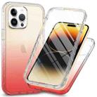 For iPhone 15 Pro Full Body Shockproof Clear Gradient Phone Case(Red) - 1