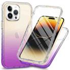 For iPhone 15 Pro Full Body Shockproof Clear Gradient Phone Case(Purple) - 1