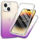 For iPhone 15 Plus Full Body Shockproof Clear Gradient Phone Case(Purple) - 1