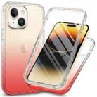 For iPhone 15 Full Body Shockproof Clear Gradient Phone Case(Red) - 1