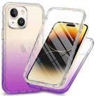 For iPhone 15 Full Body Shockproof Clear Gradient Phone Case(Purple) - 1