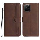 For Huawei Maimang A20 Heart Pattern Skin Feel Leather Phone Case(Brown) - 1