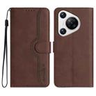 For Huawei Pura 70 Pro/70 Pro+ Heart Pattern Skin Feel Leather Phone Case(Brown) - 1