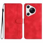 For Huawei Pura 70 Heart Pattern Skin Feel Leather Phone Case(Red) - 1