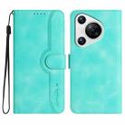 For Huawei Pura 70 Heart Pattern Skin Feel Leather Phone Case(Light Blue) - 1