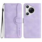 For Huawei Pura 70 Heart Pattern Skin Feel Leather Phone Case(Purple) - 1