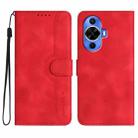 For Huawei nova 12s Heart Pattern Skin Feel Leather Phone Case(Red) - 1